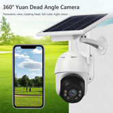 Wireless Outdoor Security Camera Solar Power 2-way talk PTZ Security Intercom Video Camera, 1080P Full-colour Night Vision CCTV Surveillance Camera